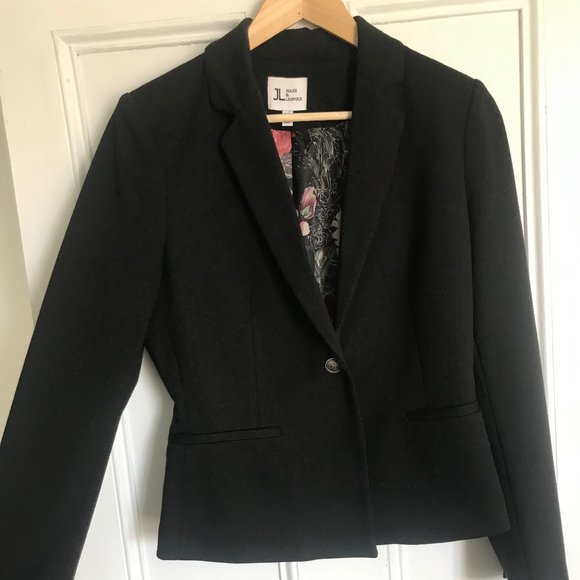 Black Blazer with Flower Lining - Picture 1 of 5